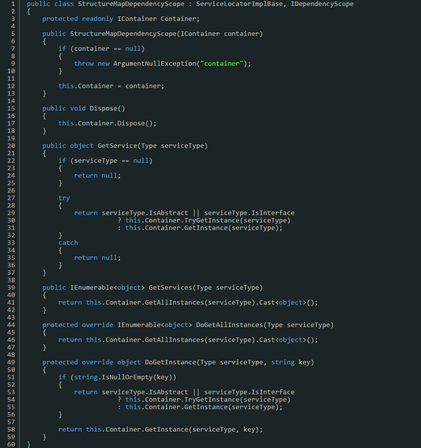 Code snippet for the updated StructureMapDependencyResolver